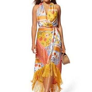 New York & Company Maxi Fringe Dress